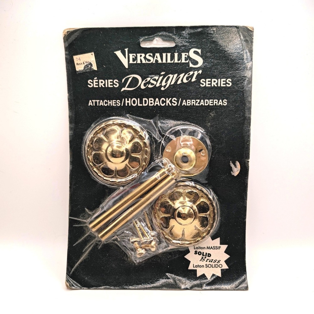 Versailles Solid Brass Curtain Holdbacks Designer Series Floral Gold Set of 2